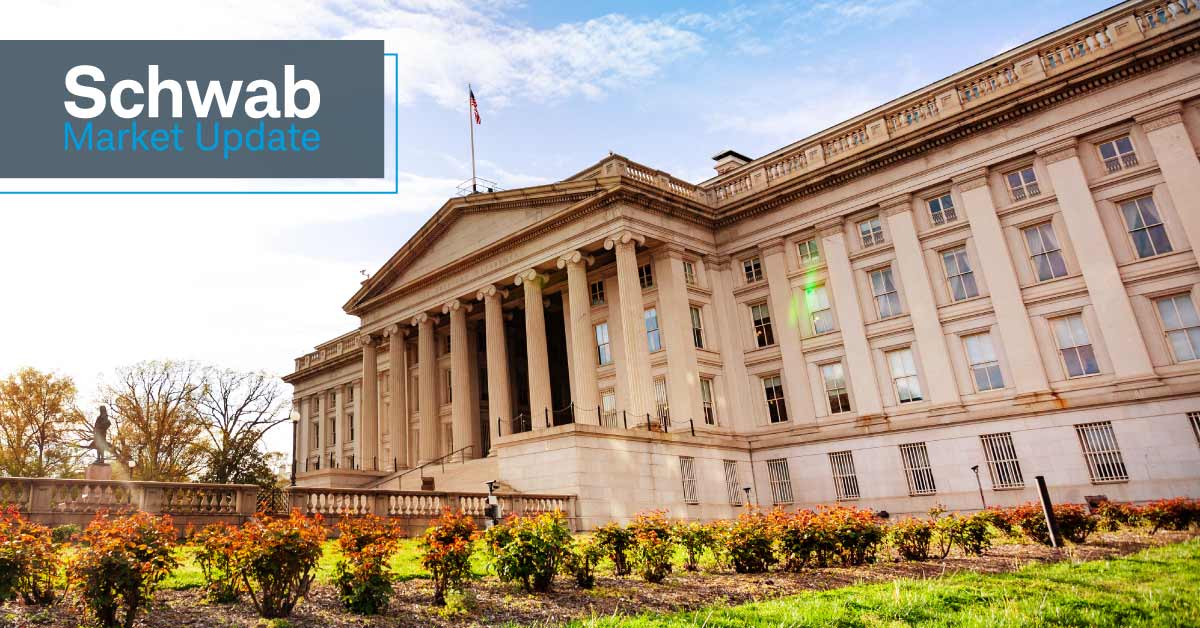 Schwab Market Update: The exterior of the U.S. Treasury building.