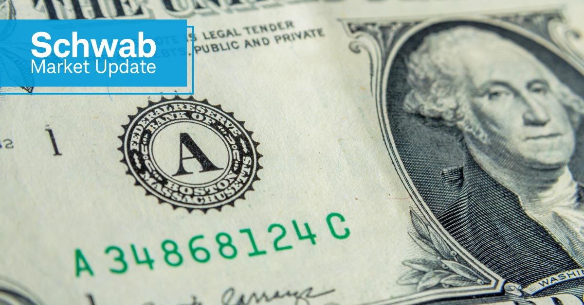 Schwab Market Update: A closeup of a dollar bill.