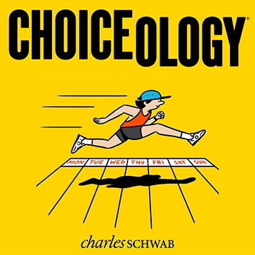 Choiceology title above illustration of runner racing across calendar