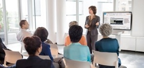 A woman leading a workshop